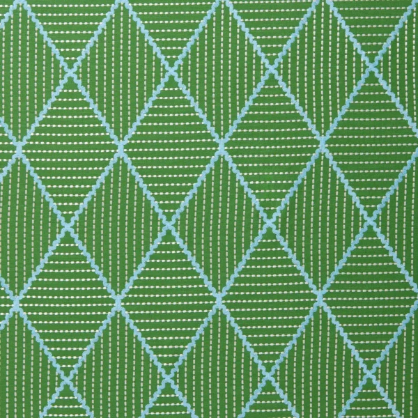 Oberon Fabric - Glade by Oberon Fabric from Linwood Fabrics Titania collection - green geometric embroideried