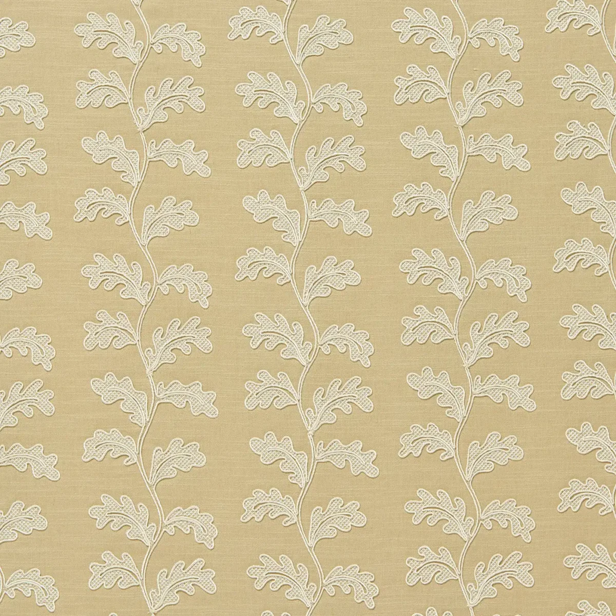 Helena Fabric - Sand by Helena Fabric from Linwood Fabrics Titania collection - yellow botanical embroideried