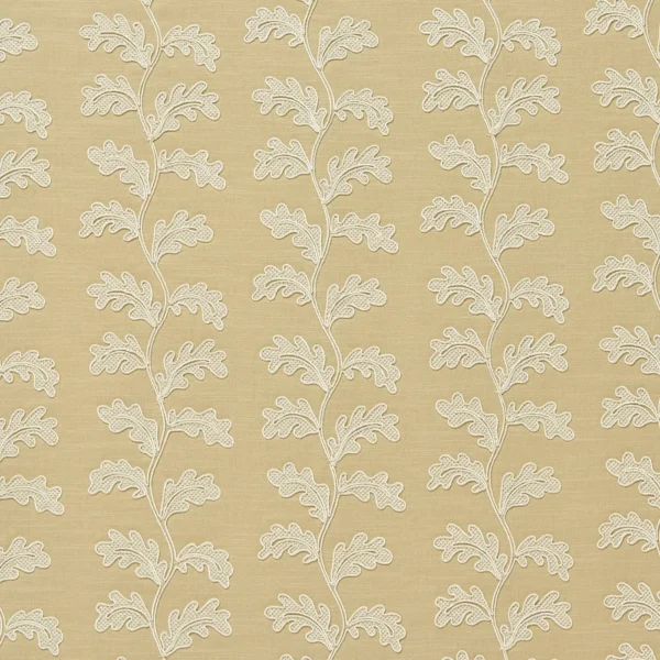 Helena Fabric - Sand by Helena Fabric from Linwood Fabrics Titania collection - yellow botanical embroideried