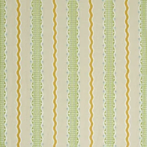 Hermia Fabric from Linwood Fabrics Titania collection - green striped embroideried