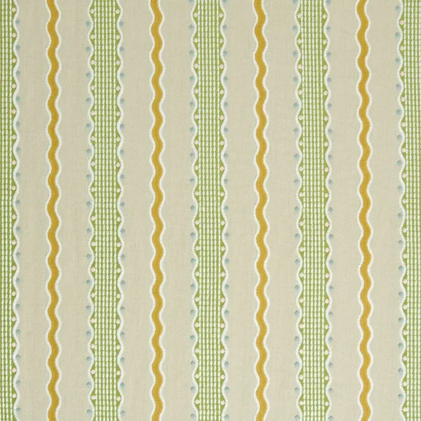 Hermia Fabric from Linwood Fabrics Titania collection - green striped embroideried