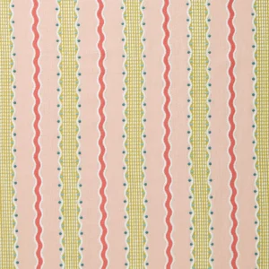 Hermia Fabric from Linwood Fabrics Titania collection - pink striped embroideried