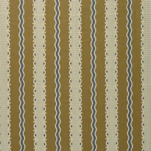 Hermia Fabric from Linwood Fabrics Titania collection - brown striped embroideried