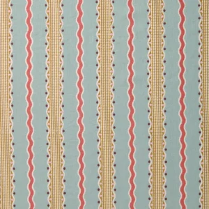 Hermia Fabric from Linwood Fabrics Titania collection - blue striped embroideried