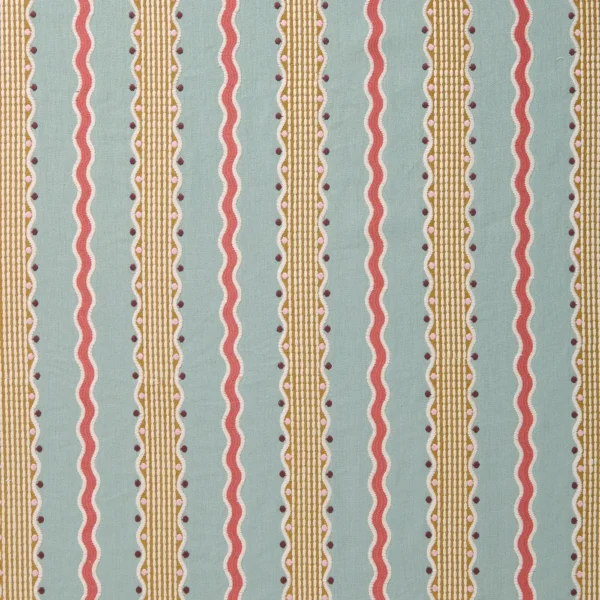 Hermia Fabric - Sunset by Hermia Fabric from Linwood Fabrics Titania collection - blue striped embroideried