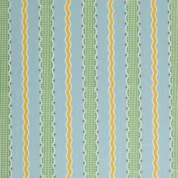 Hermia Fabric - Springtime by Hermia Fabric from Linwood Fabrics Titania collection - blue striped embroideried