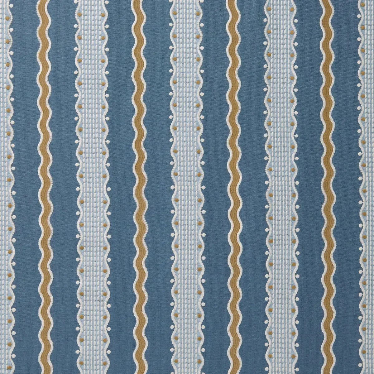 Hermia Fabric - River by Hermia Fabric from Linwood Fabrics Titania collection - blue striped embroideried