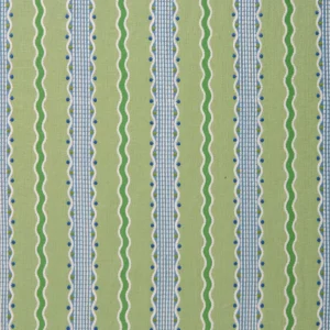 Hermia Fabric from Linwood Fabrics Titania collection - green striped embroideried
