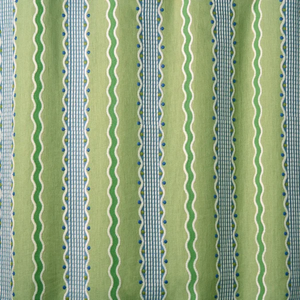 Hermia Fabric - Brook by Hermia Fabric from Linwood Fabrics Titania collection - green striped embroideried