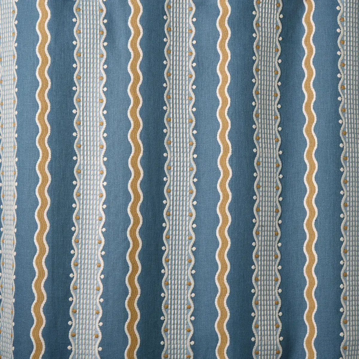 Hermia Fabric - River by Hermia Fabric from Linwood Fabrics Titania collection - blue striped embroideried