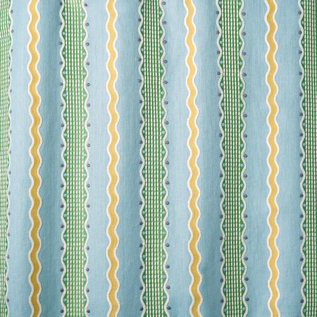 Hermia Fabric - Springtime by Hermia Fabric from Linwood Fabrics Titania collection - blue striped embroideried