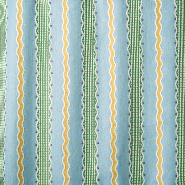 Hermia Fabric - Springtime by Hermia Fabric from Linwood Fabrics Titania collection - blue striped embroideried