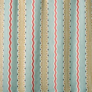 Hermia Fabric from Linwood Fabrics Titania collection - blue striped embroideried
