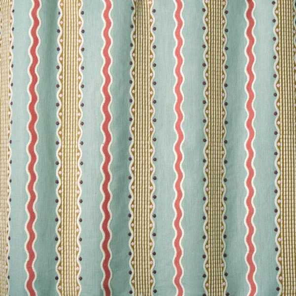 Hermia Fabric - Sunset by Hermia Fabric from Linwood Fabrics Titania collection - blue striped embroideried
