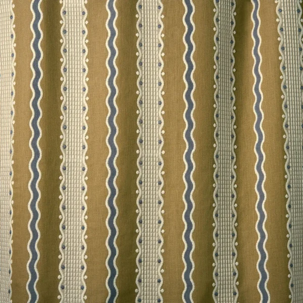 Hermia Fabric - Honey by Hermia Fabric from Linwood Fabrics Titania collection - brown striped embroideried