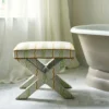 Hermia Fabric from Linwood Fabrics Titania collection - green striped embroideried