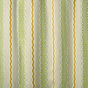 Hermia Fabric from Linwood Fabrics Titania collection - green striped embroideried