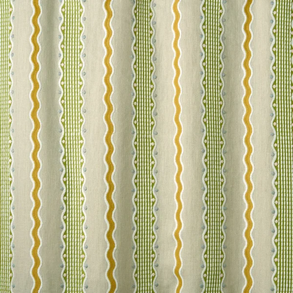 Hermia Fabric from Linwood Fabrics Titania collection - green striped embroideried