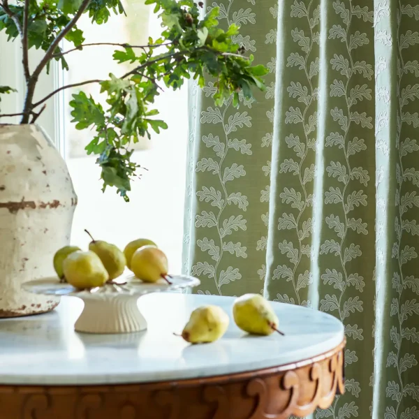 Helena Fabric - Canopy by Helena Fabric from Linwood Fabrics Titania collection - green botanical embroideried