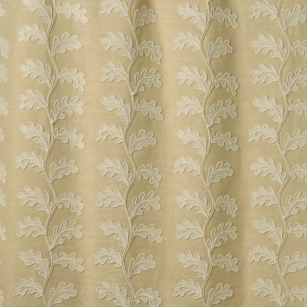 Helena Fabric - Sand by Helena Fabric from Linwood Fabrics Titania collection - yellow botanical embroideried