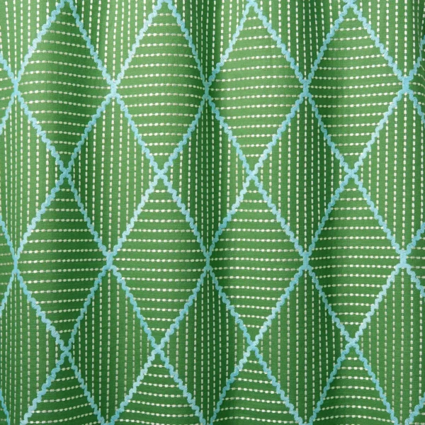Oberon Fabric - Glade by Oberon Fabric from Linwood Fabrics Titania collection - green geometric embroideried