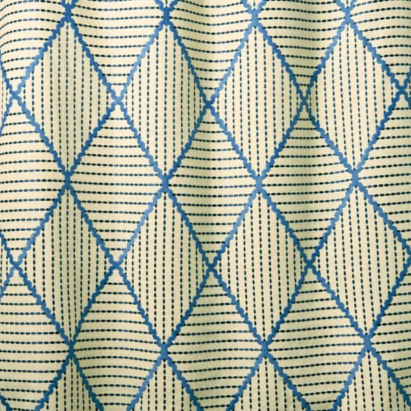 Oberon Fabric - Lake by Oberon Fabric from Linwood Fabrics Titania collection - yellow geometric embroideried