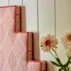 Oberon Fabric from Linwood Fabrics Titania collection - red geometric embroideried