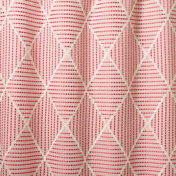 Oberon Fabric from Linwood Fabrics Titania collection - red geometric embroideried