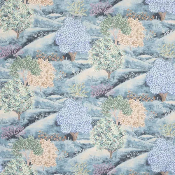 Bloomfield Fabric from iLiv Botanical Archive collection - blue botanical printed