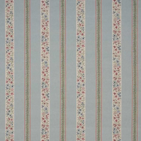 Clementine Fabric - Chintz by Clementine Fabric from iLiv Botanical Archive collection - blue striped printed