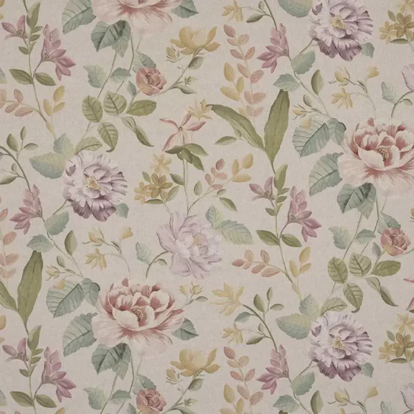 Hydrangea Fabric - Faded Rose by Hydrangea Fabric from iLiv Botanical Archive collection - multicolour botanical printed