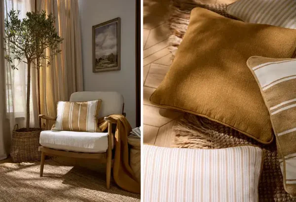 Lynton Fabric - Olive by Lynton Fabric from iLiv Hartland collection - brown striped woven