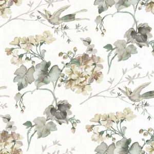 Giardino Fabric from Cristina Marrone Giardino collection - black-grey botanical cotton