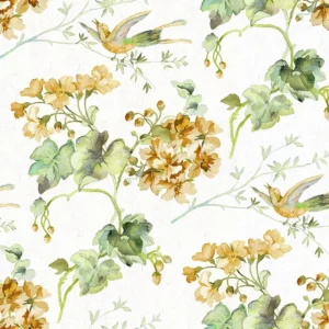 Giardino Fabric from Cristina Marrone Giardino collection - yellow botanical cotton