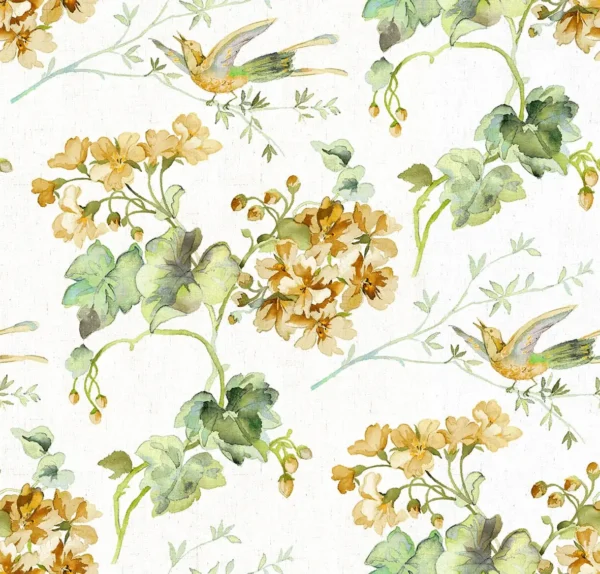 Giardino Fabric from Cristina Marrone Giardino collection - yellow botanical cotton