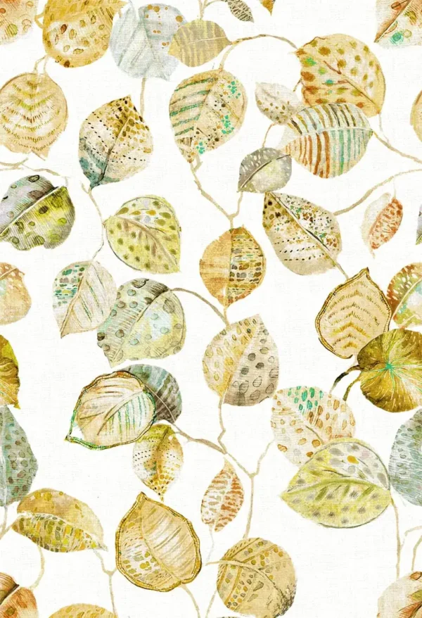 Giardino Fabric from Cristina Marrone Giardino collection - yellow botanical cotton