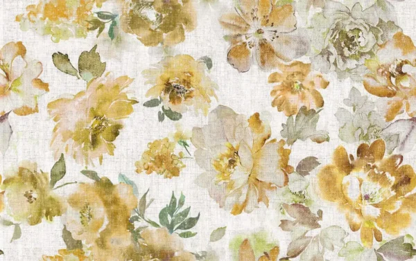 Giardino Fabric from Cristina Marrone Giardino collection - yellow botanical cotton