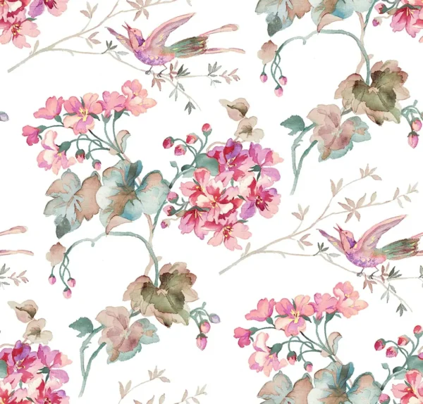 Giardino Fabric from Cristina Marrone Giardino collection - pink botanical cotton