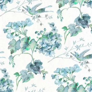 Giardino Fabric from Cristina Marrone Giardino collection - blue botanical cotton