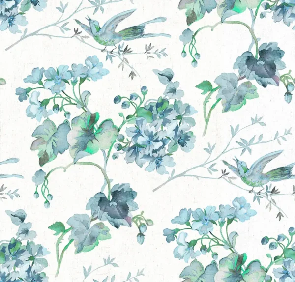 Giardino Fabric - GIA4278 by Giardino Fabric from Cristina Marrone Giardino collection - blue botanical cotton