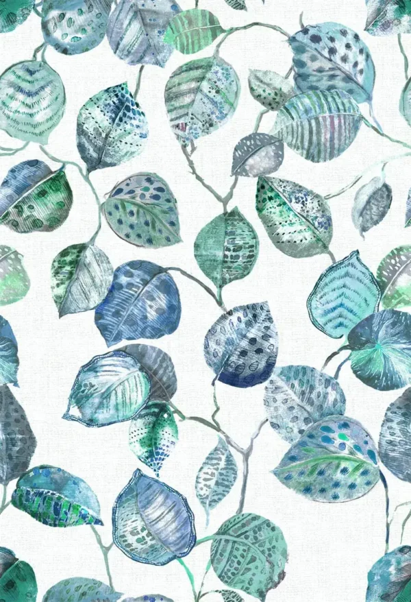 Giardino Fabric from Cristina Marrone Giardino collection - blue botanical cotton