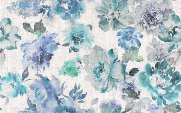 Giardino Fabric from Cristina Marrone Giardino collection - blue botanical cotton