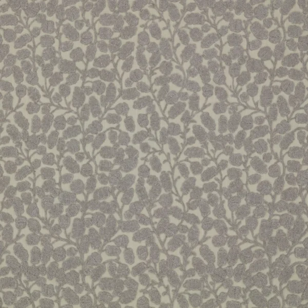 Gardiner Fabric - Gull by Gardiner Fabric from Warwick Hampton Weaves & Embroideries collection - black-grey botanical embroideried