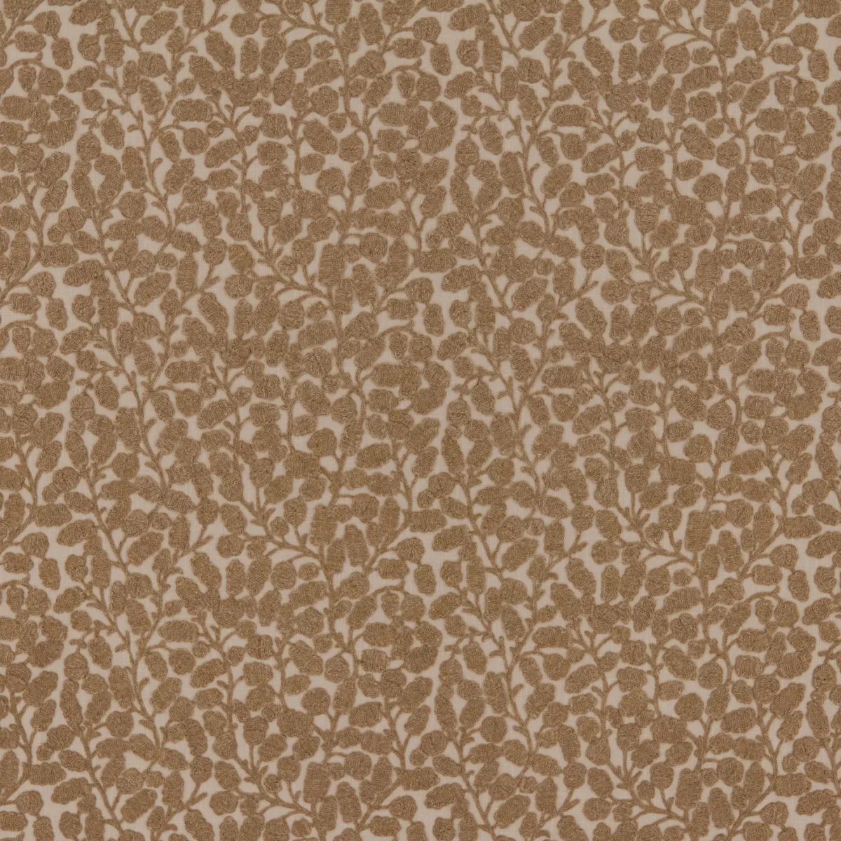 Gardiner Fabric - Sandytan by Gardiner Fabric from Warwick Hampton Weaves & Embroideries collection - brown botanical embroideried