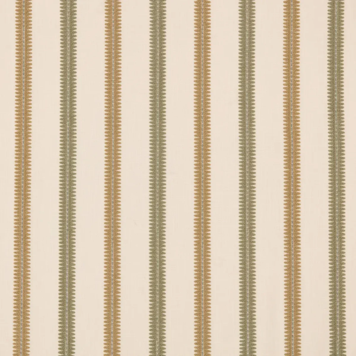 Meschutt Fabric - Willow by Meschutt Fabric from Warwick Hampton Weaves & Embroideries collection - green striped embroideried