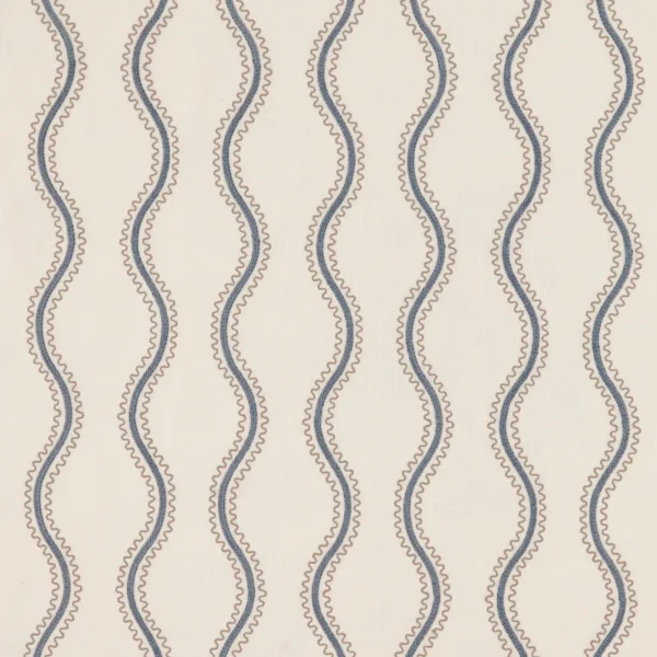 Riverhead Fabric from Warwick Hampton Weaves & Embroideries collection - blue misc embroideried