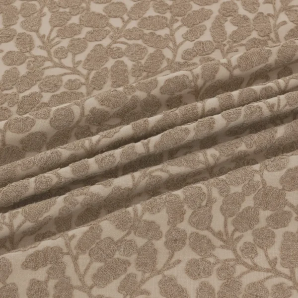 Gardiner Fabric - Rockpool by Gardiner Fabric from Warwick Hampton Weaves & Embroideries collection - brown botanical embroideried