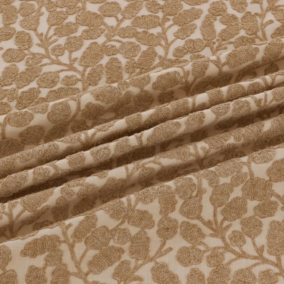 Gardiner Fabric - Sandytan by Gardiner Fabric from Warwick Hampton Weaves & Embroideries collection - brown botanical embroideried