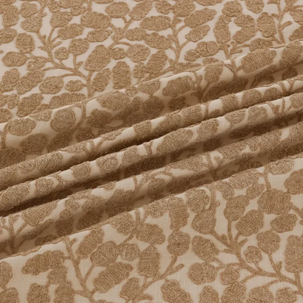 Gardiner Fabric - Sandytan by Gardiner Fabric from Warwick Hampton Weaves & Embroideries collection - brown botanical embroideried