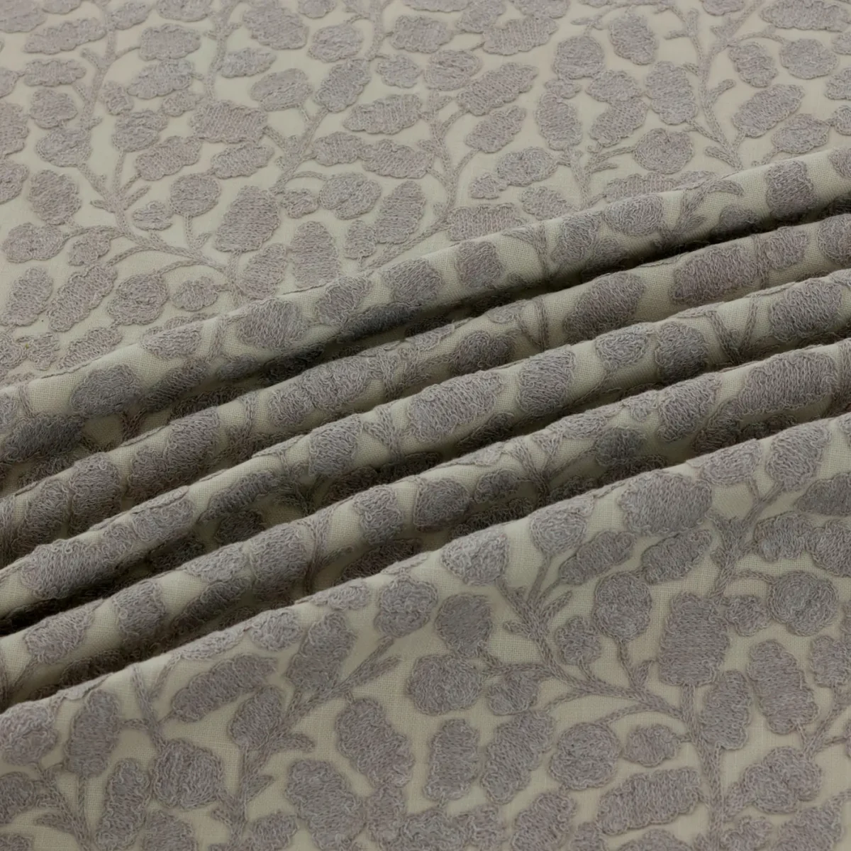 Gardiner Fabric - Gull by Gardiner Fabric from Warwick Hampton Weaves & Embroideries collection - black-grey botanical embroideried
